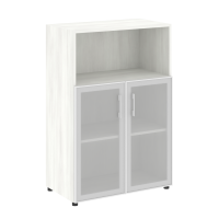 Шкаф средний широкий (2 низких фасада стекло в раме) Yalta LT.ST-2.2 R снежная патина